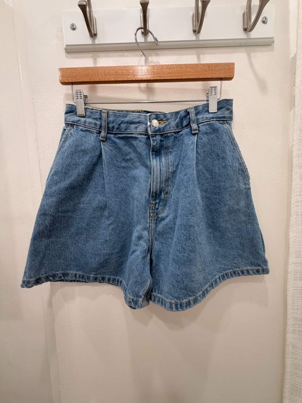 Zara Light Blue High-Rise Denim Shorts
